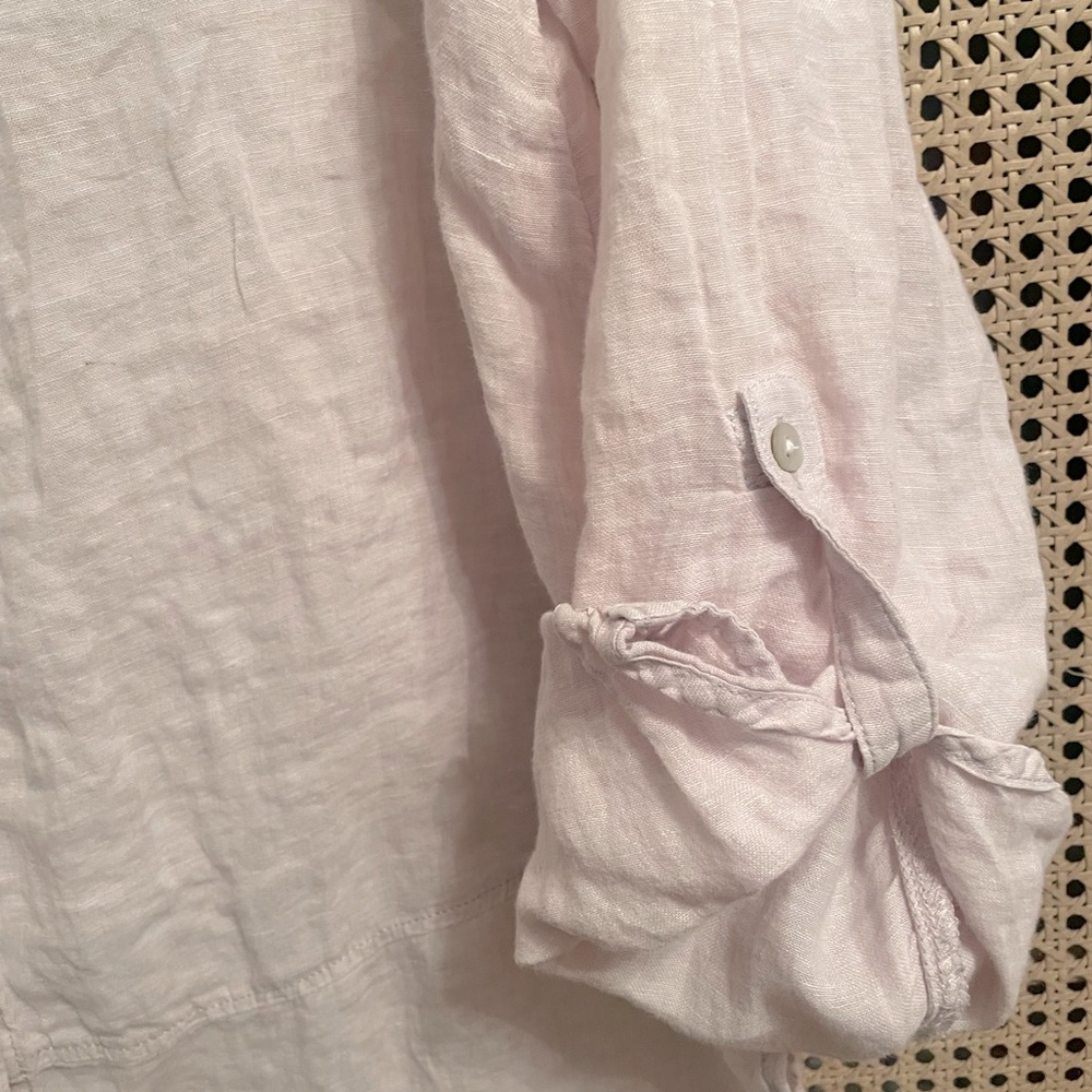 Tahari Light Pink Linen Button-Up Tunic - Picture 9 of 11